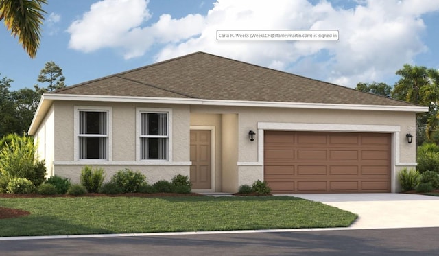 view of front facade featuring a garage and a front yard