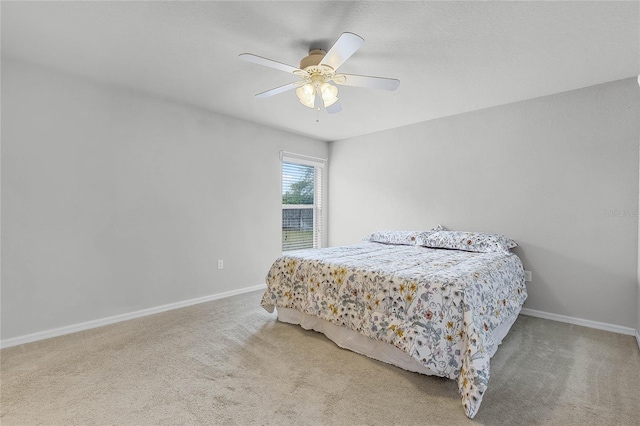 bedroom featuring carpet flooring and ceiling fan