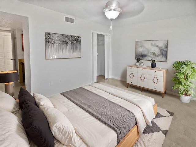 bedroom with a closet and ceiling fan