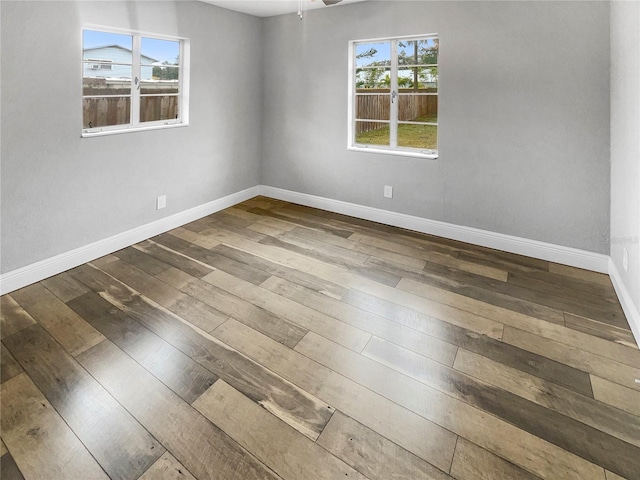 unfurnished room with wood-type flooring and a wealth of natural light