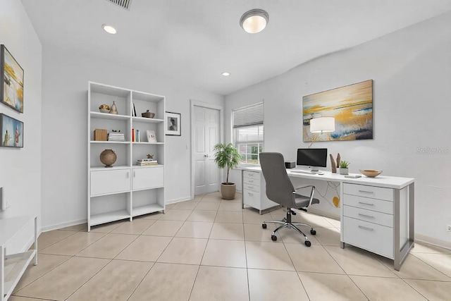 office space featuring light tile patterned floors