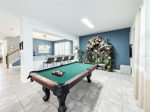 game room featuring billiards and tile patterned flooring