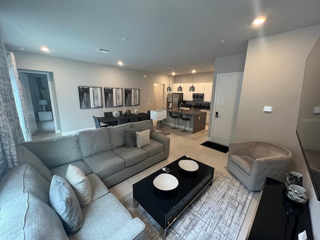 view of tiled living room