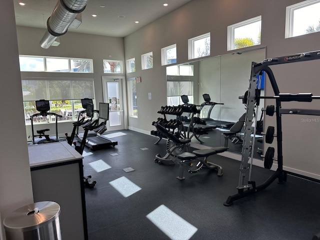 gym featuring a high ceiling