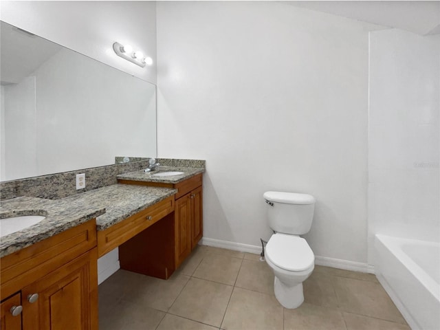 bathroom featuring tile patterned floors, vanity, and toilet