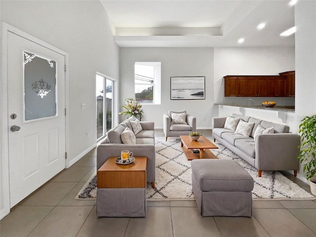 view of tiled living room