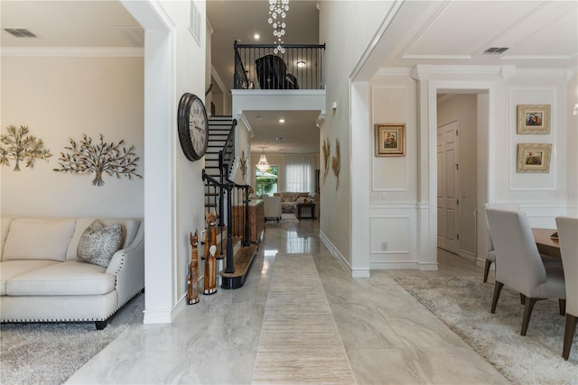 foyer entrance with crown molding