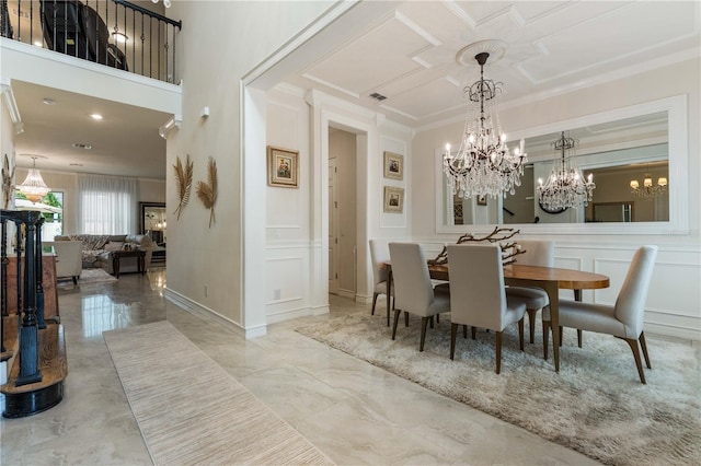 dining area featuring crown molding