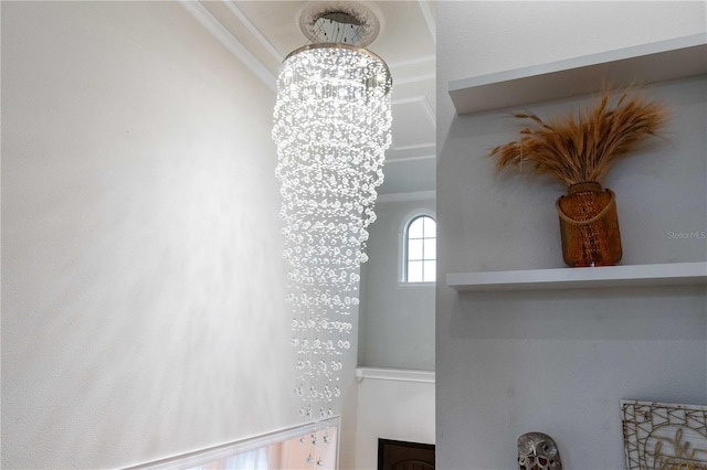 interior details with an inviting chandelier