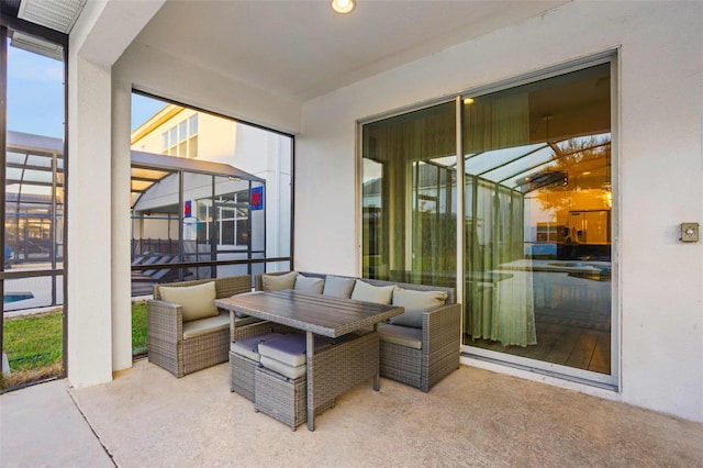 view of patio featuring an outdoor hangout area