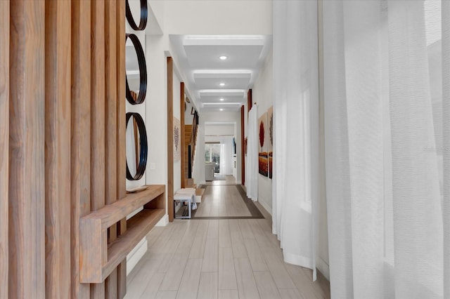 corridor with light wood-type flooring