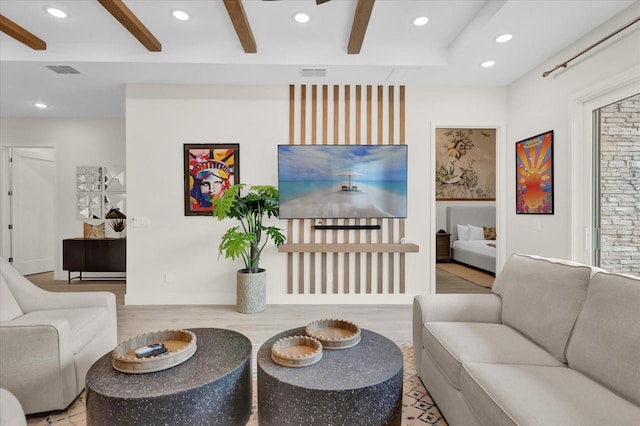 living room featuring light hardwood / wood-style floors