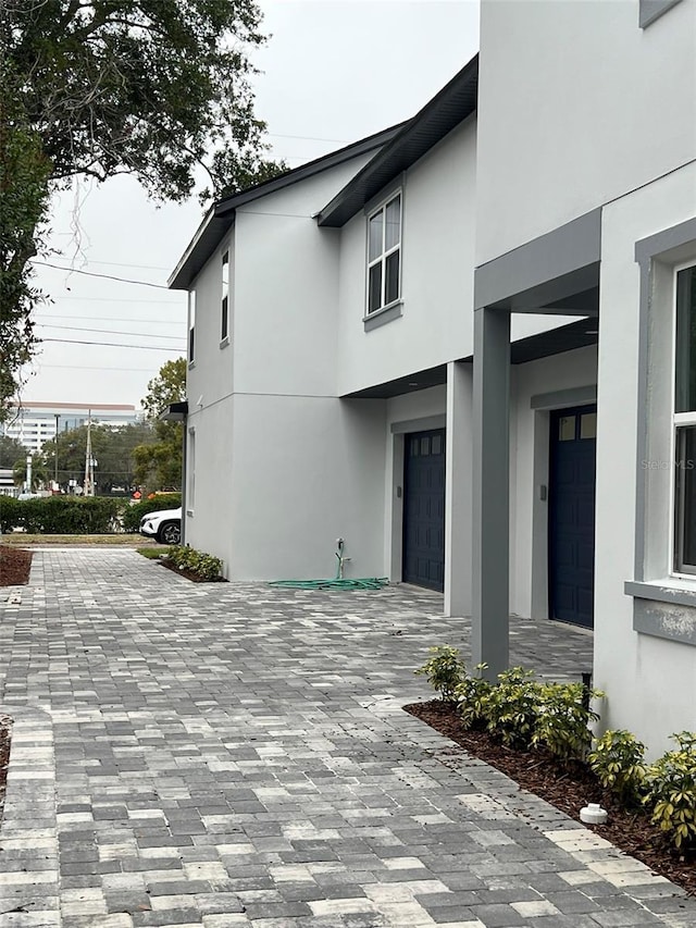 exterior space featuring a garage