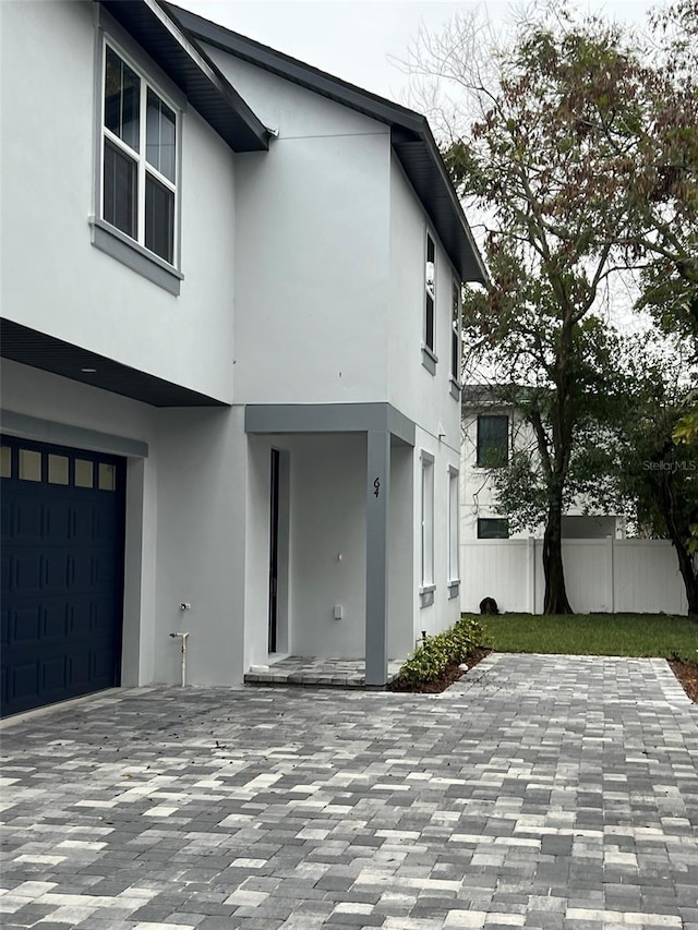 exterior space featuring a garage