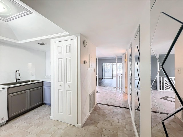 hallway featuring sink