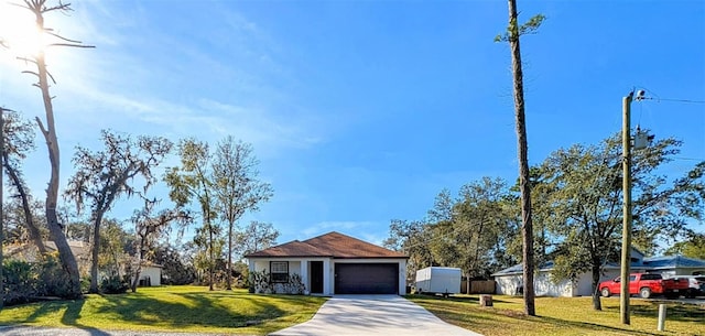 ranch-style house with a front lawn