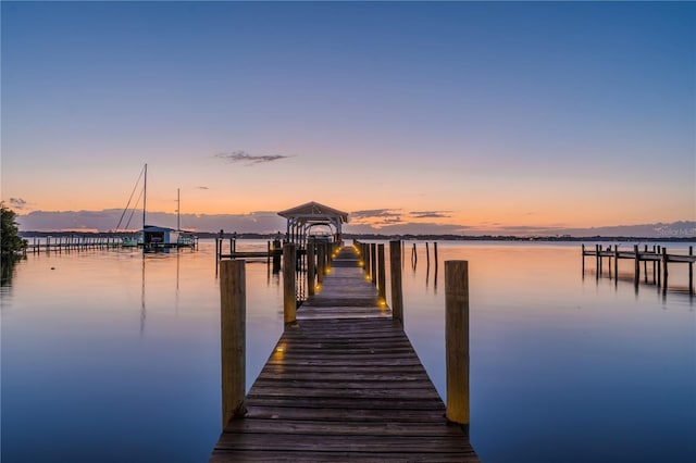 view of dock featuring a water view