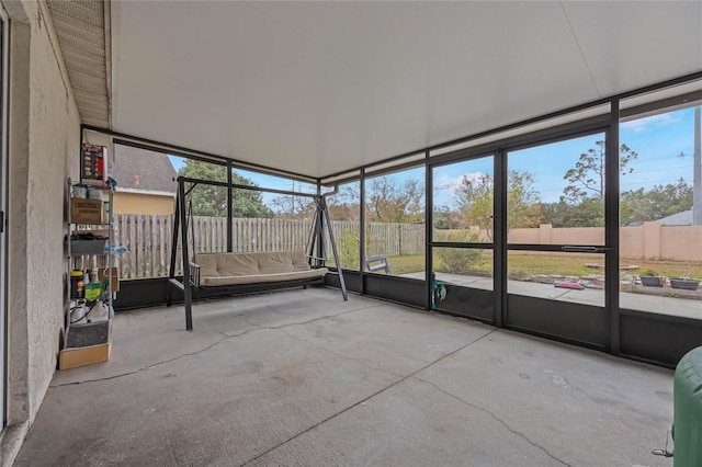 view of unfurnished sunroom