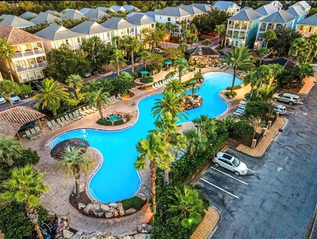 community pool featuring a residential view