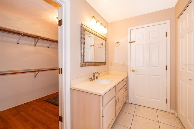 bathroom featuring vanity and tile patterned floors