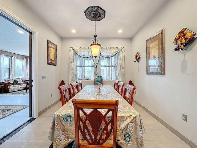 view of tiled dining room