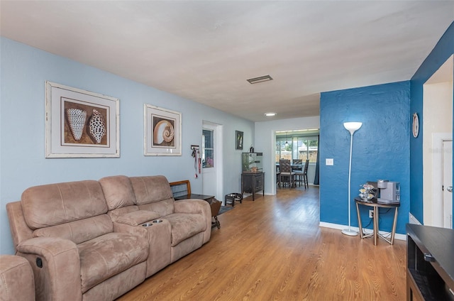 living room featuring light hardwood / wood-style flooring