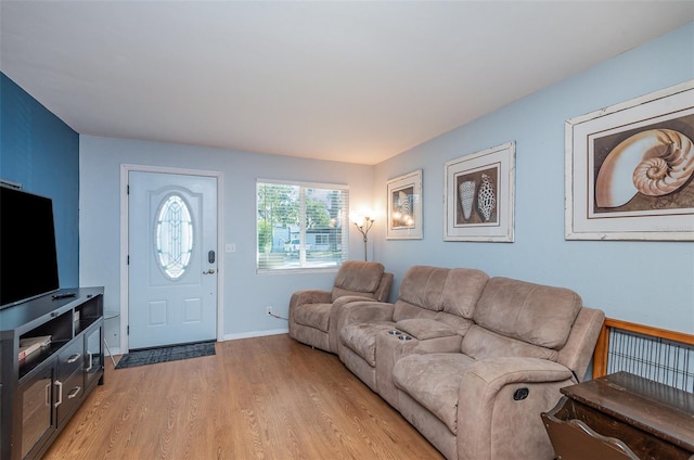 living room with light wood-type flooring