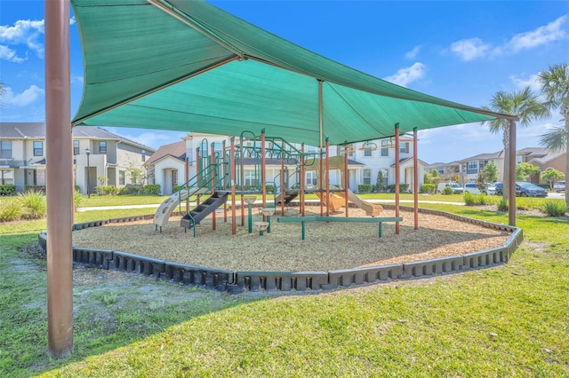 view of play area featuring a yard