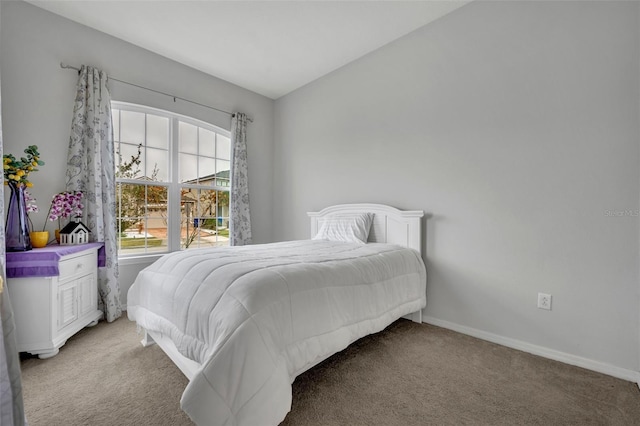 bedroom featuring multiple windows and light colored carpet