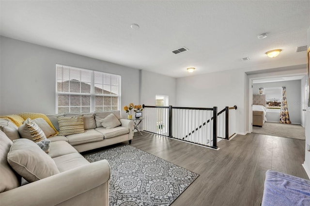 living room featuring light wood-type flooring