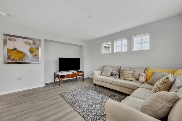 living room with light wood-type flooring