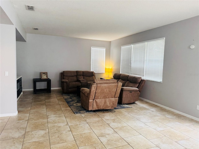 view of tiled living room