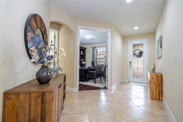 view of tiled foyer entrance