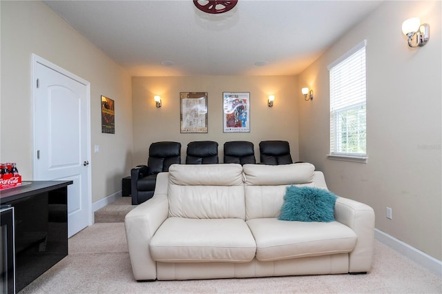 view of carpeted home theater room