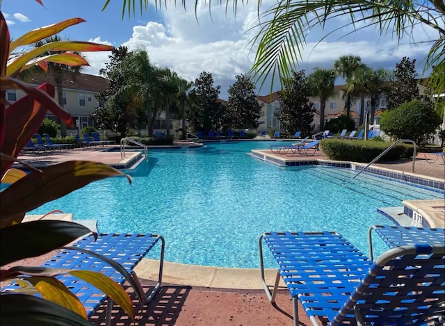 view of pool featuring a patio area