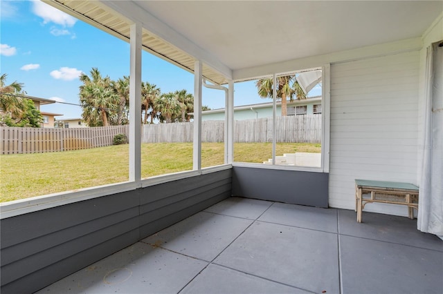 view of unfurnished sunroom