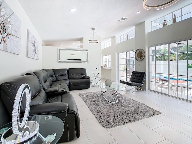 view of tiled living room