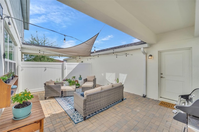 view of patio featuring outdoor lounge area