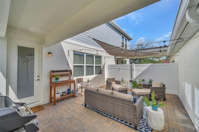 view of patio with an outdoor hangout area