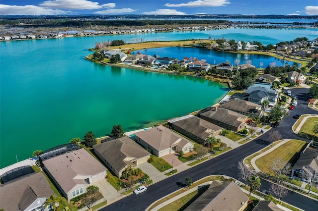 bird's eye view featuring a water view