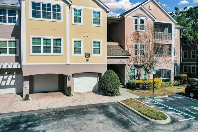 exterior space with a garage