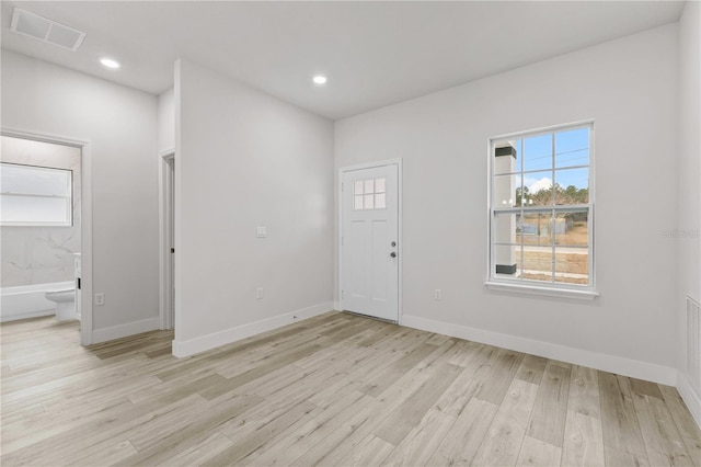 interior space with light hardwood / wood-style floors