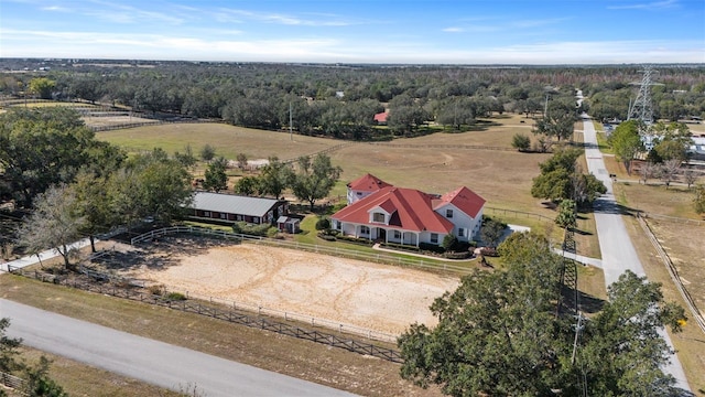 bird's eye view featuring a rural view