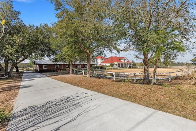 exterior space with a rural view