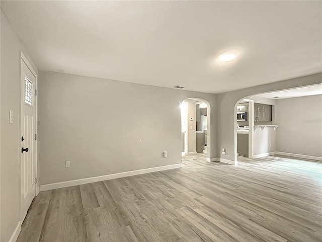 unfurnished living room featuring light hardwood / wood-style floors