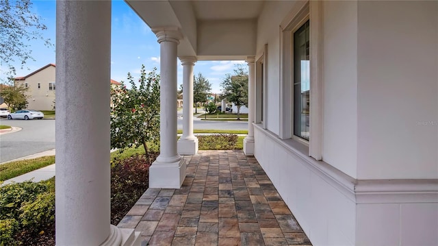 view of patio featuring a porch