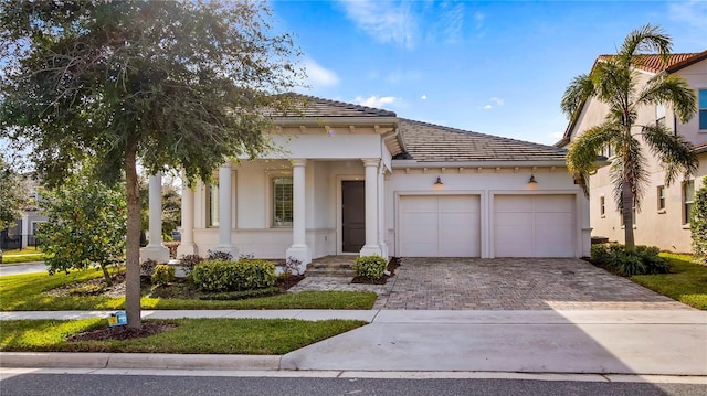 view of front of house with a garage