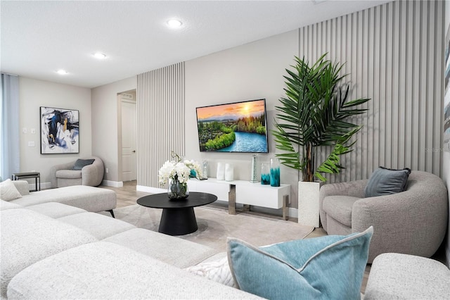 living room with light wood-type flooring