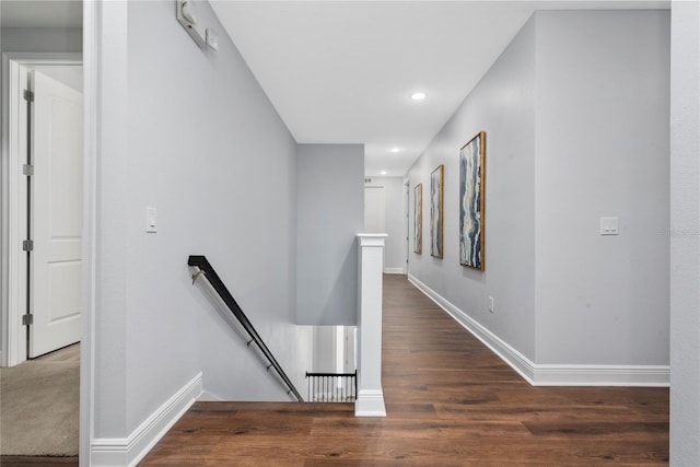 hall featuring dark hardwood / wood-style floors