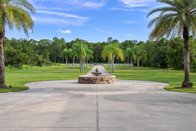 view of home's community with a yard